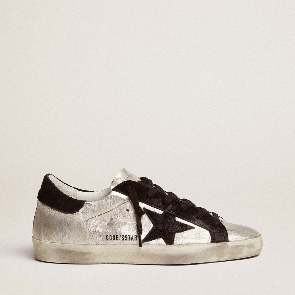 Golden Goose Super-Star in silver leather with contrasting inserts