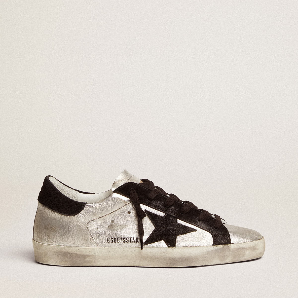 Golden Goose Super-Star in silver leather with contrasting inserts