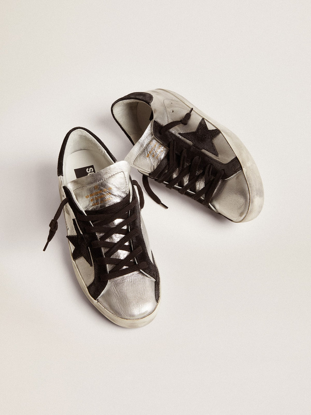 Golden Goose Super-Star in silver leather with contrasting inserts
