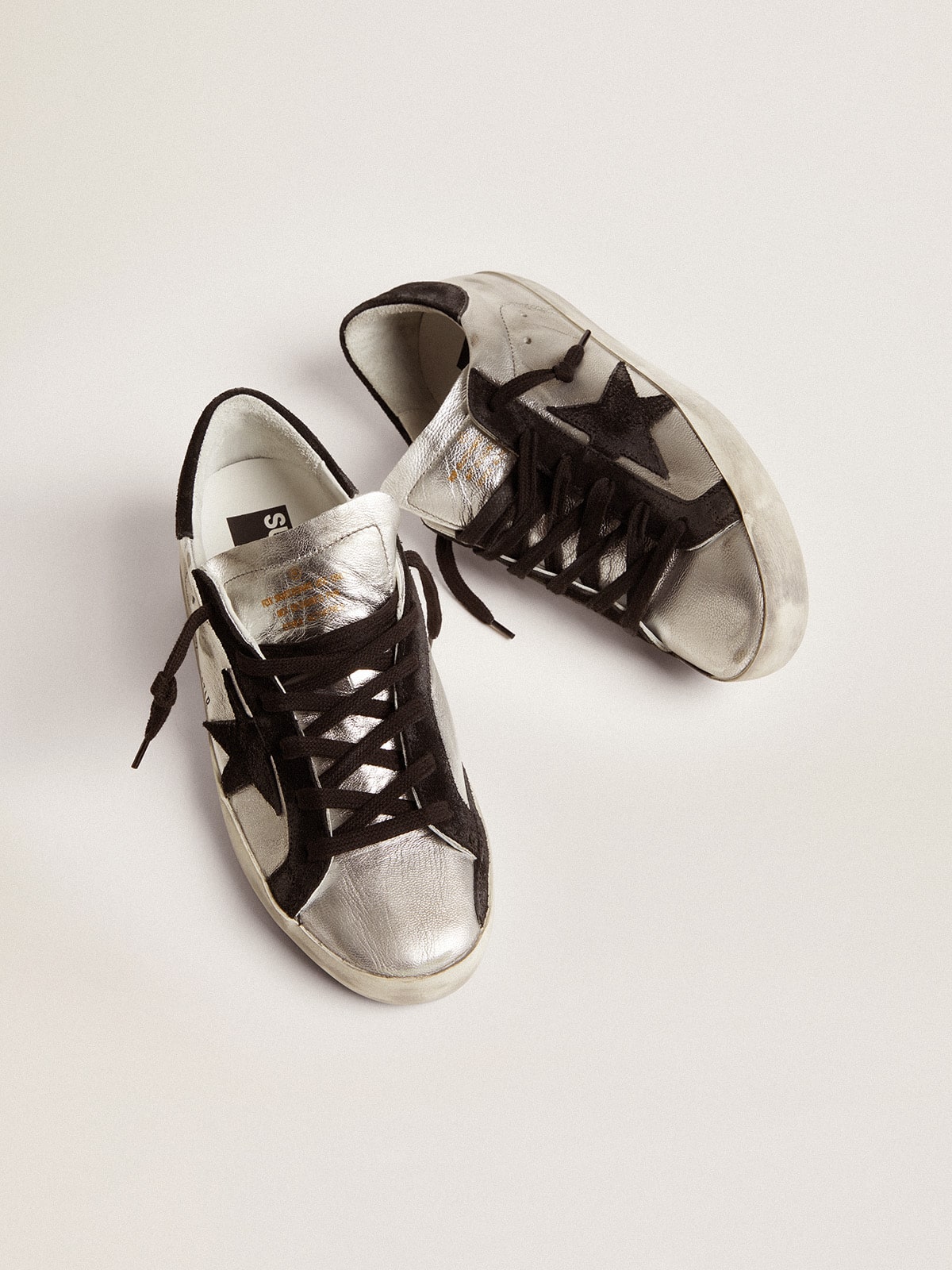 Golden Goose Super-Star in silver leather with contrasting inserts