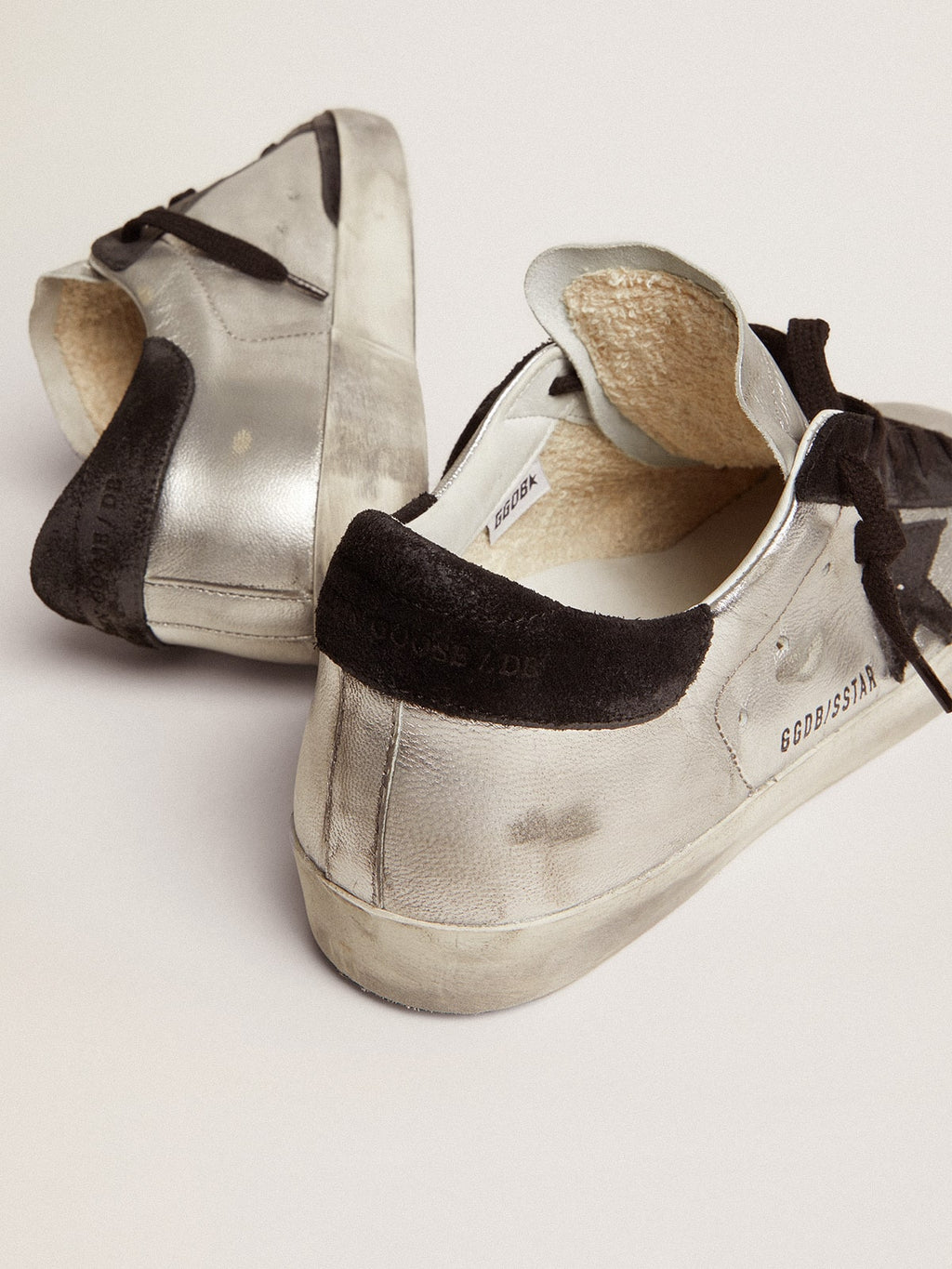 Golden Goose Super-Star in silver leather with contrasting inserts