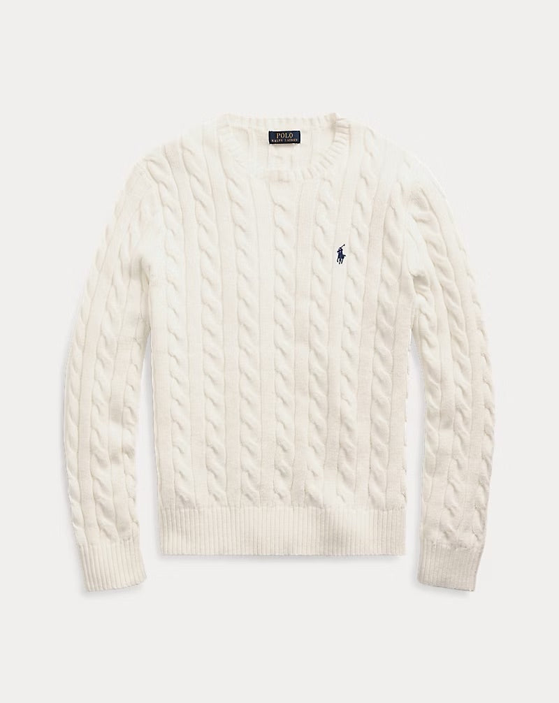 Ralph Lauren Cable-Knit Cotton Jumper-Andover Cream