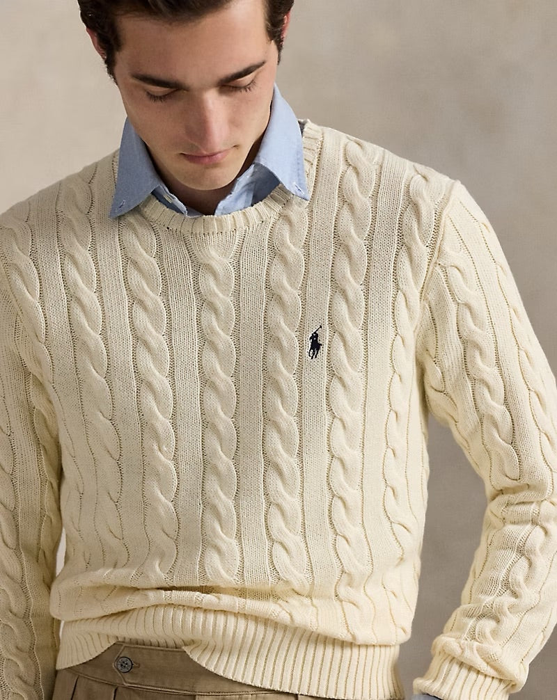 Ralph Lauren Cable-Knit Cotton Jumper-Andover Cream