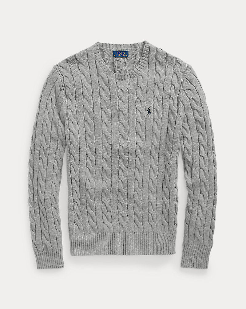 Ralph Lauren Cable-Knit Cotton Jumper – Fawn Grey Heather