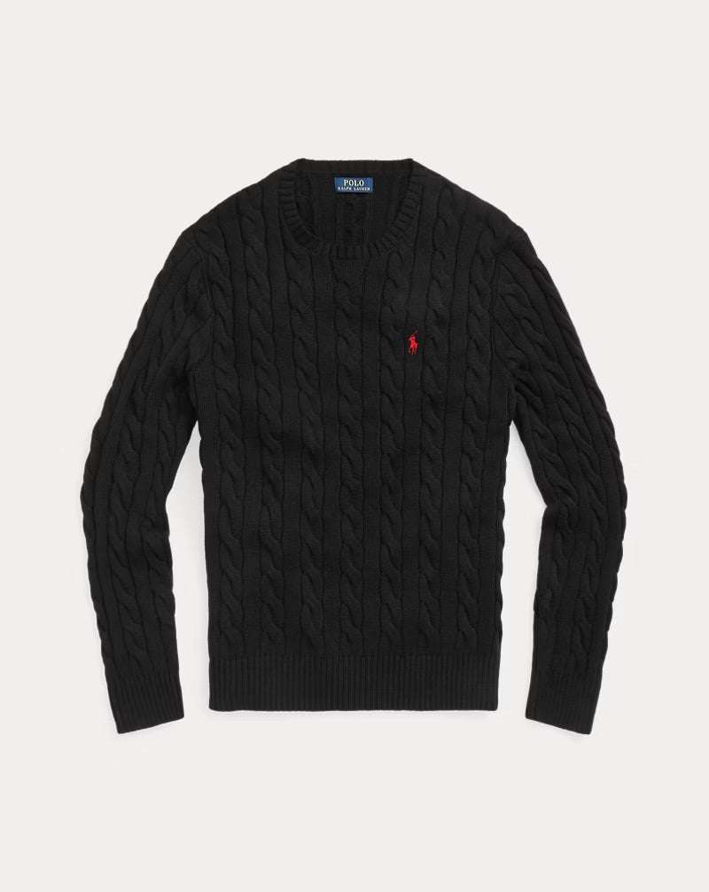 Ralph Lauren Cable-Knit Cotton Jumper – Black