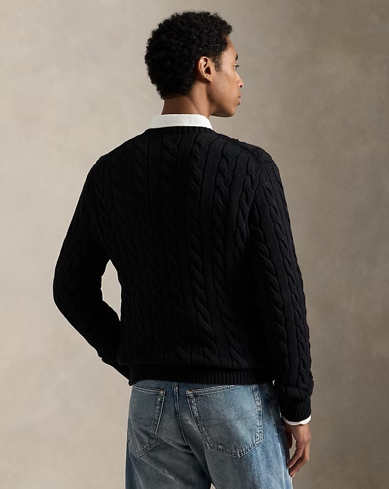 Ralph Lauren Cable-Knit Cotton Jumper – Black