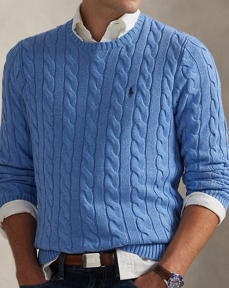 Ralph Lauren Cable-Knit Cotton Jumper – Soft Royal Heather