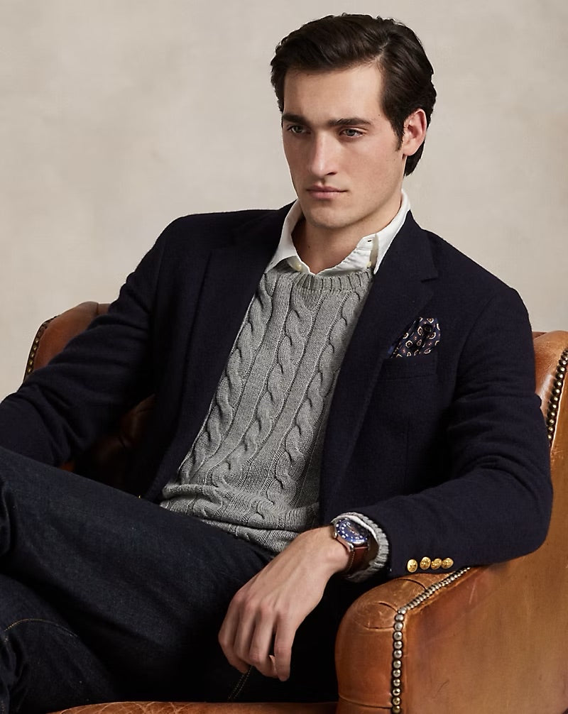 Ralph Lauren Cable-Knit Cotton Jumper – Fawn Grey Heather