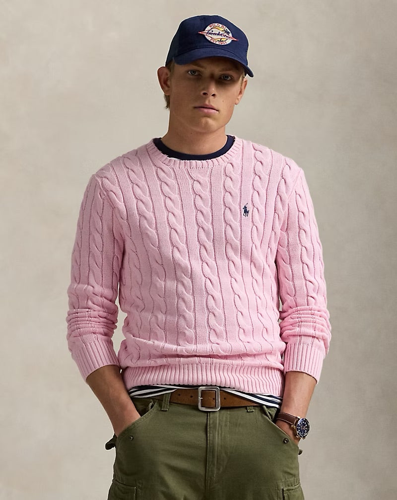 Ralph Lauren Cable-Knit Cotton Jumper – Caramel Pink