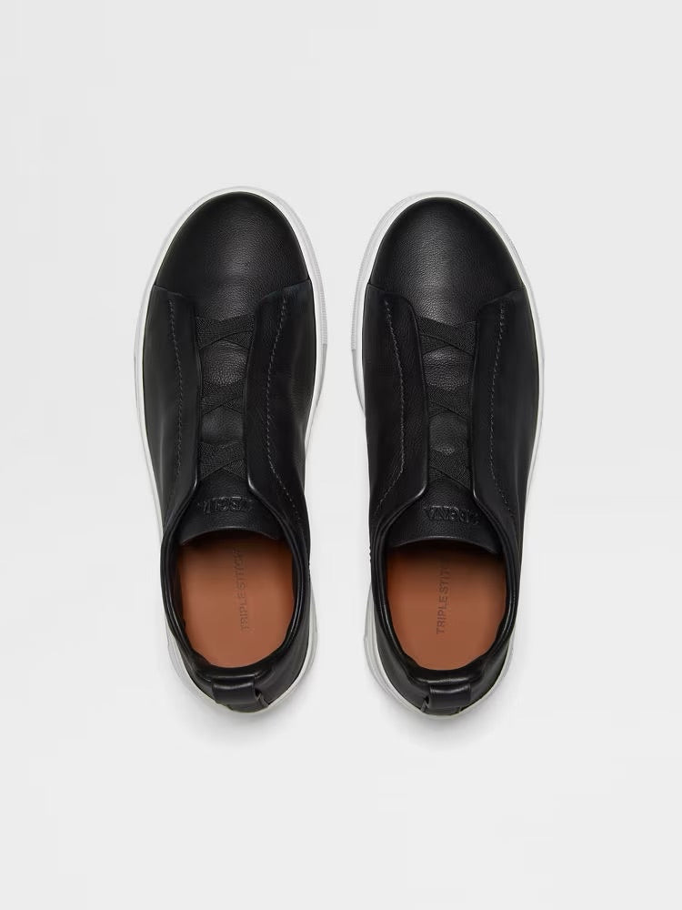 Zegna Black Triple Stitch™ Secondskin Sneakers