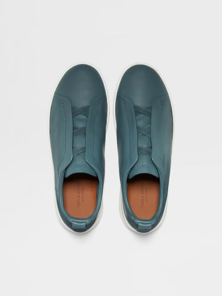 Zegna Teal Blue Triple Stitch™ Secondskin Sneakers
