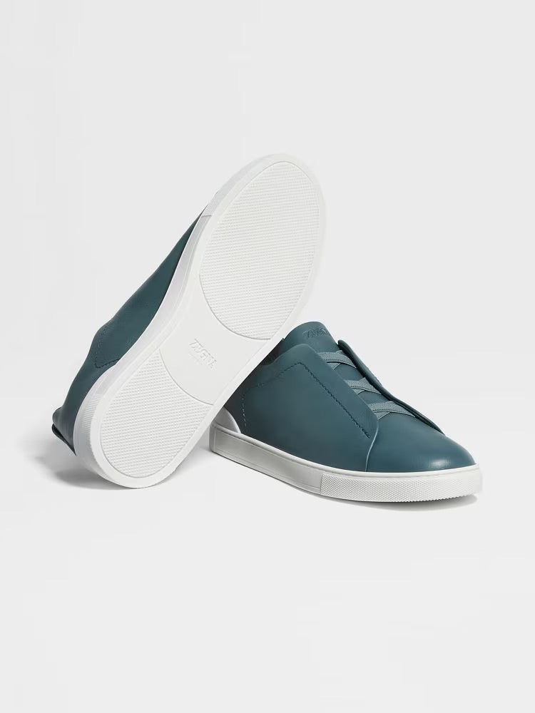 Zegna Teal Blue Triple Stitch™ Secondskin Sneakers
