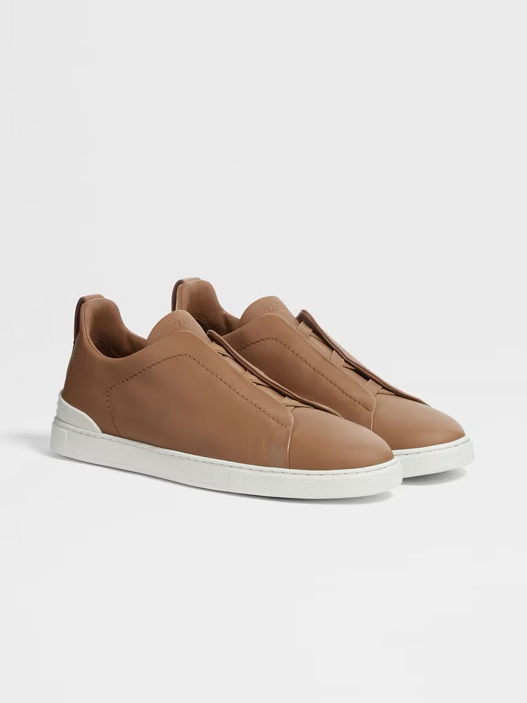 Zegna Dark Beige Triple Stitch™ Secondskin Sneakers