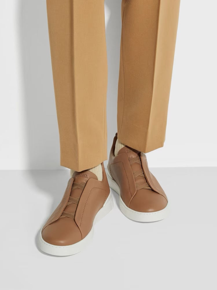 Zegna Dark Beige Triple Stitch™ Secondskin Sneakers