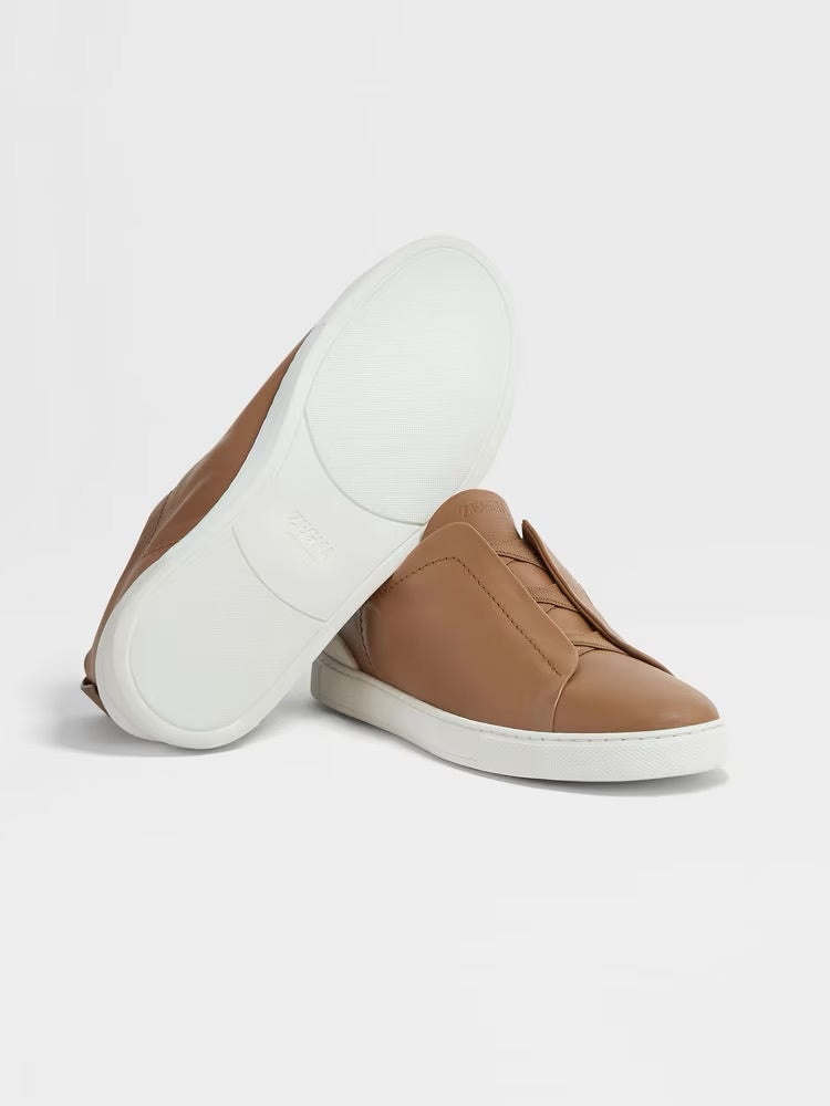 Zegna Dark Beige Triple Stitch™ Secondskin Sneakers