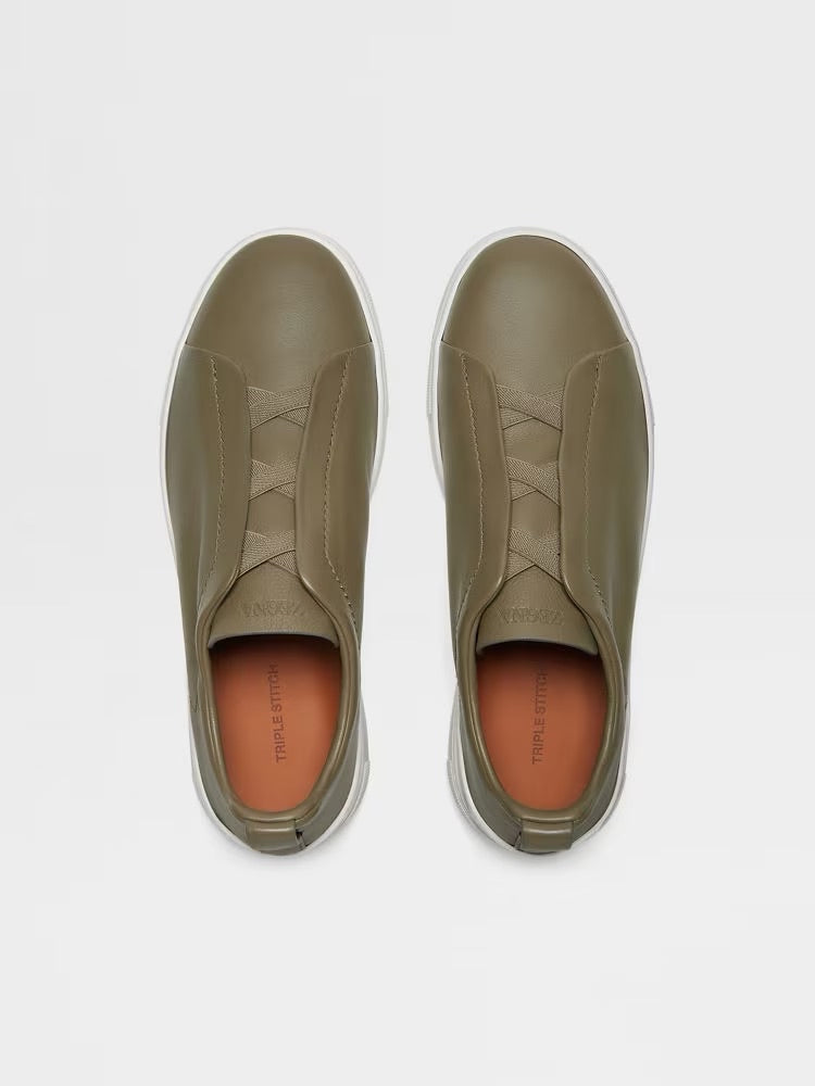 Zegna Light Olive Green Triple Stitch™ Secondskin Sneakers