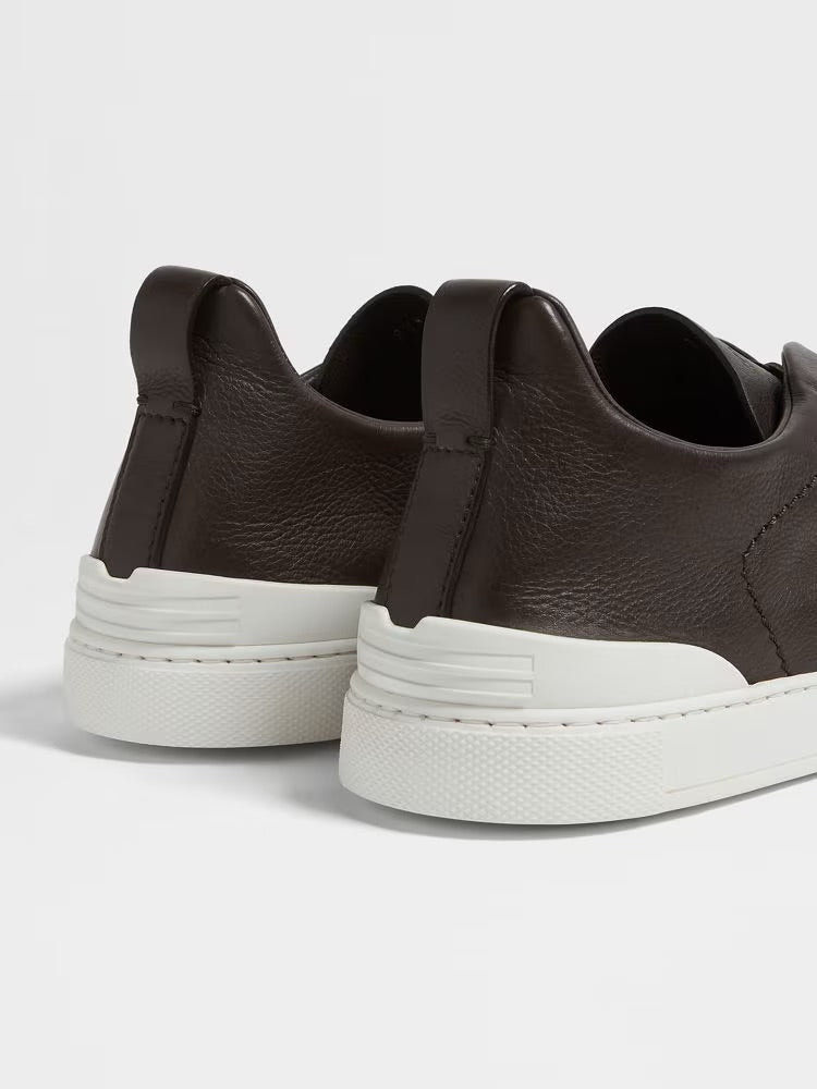 Zegna Dark Brown Triple Stitch™ Secondskin Sneakers