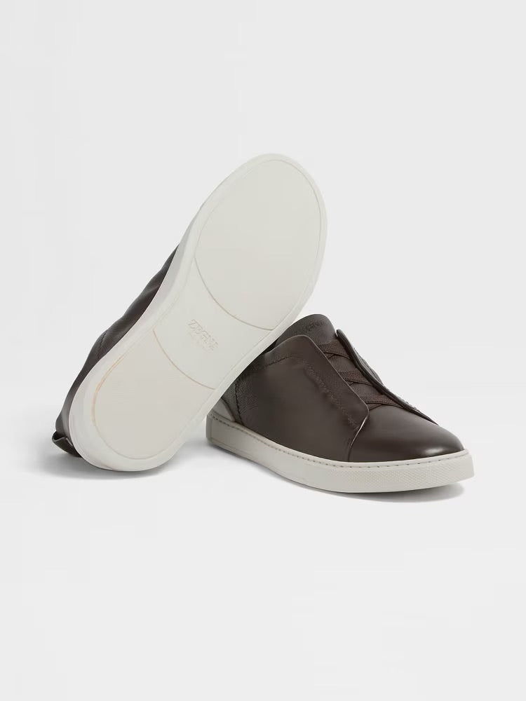 Zegna Dark Brown Triple Stitch™ Secondskin Sneakers