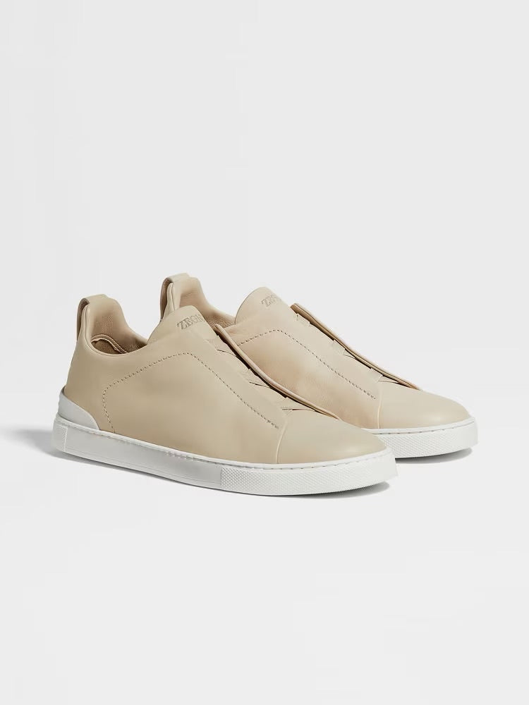 Zegna Light Beige Triple Stitch™ Secondskin Sneakers