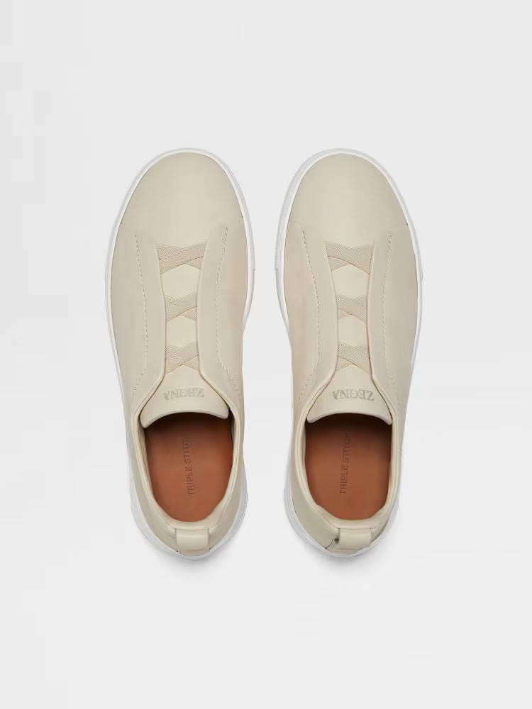 Zegna Light Beige Triple Stitch™ Secondskin Sneakers