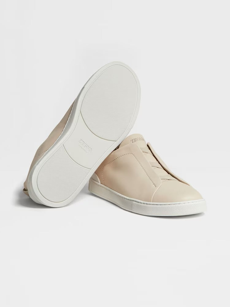 Zegna Light Beige Triple Stitch™ Secondskin Sneakers