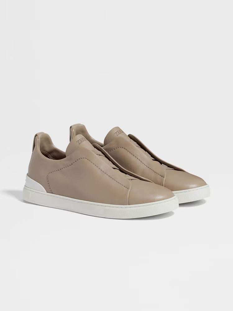 Zegna Light Taupe Triple Stitch™ Secondskin Sneakers