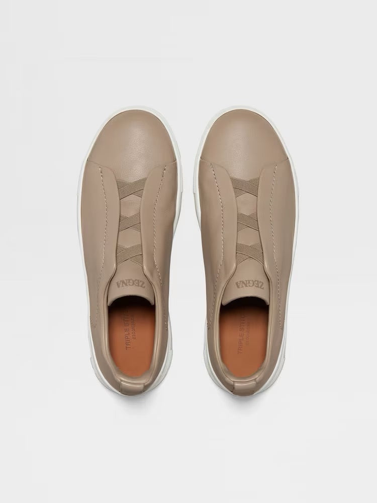 Zegna Light Taupe Triple Stitch™ Secondskin Sneakers