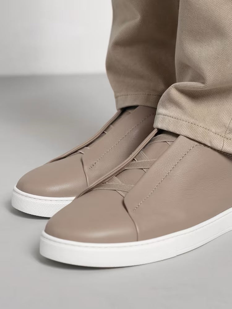 Zegna Light Taupe Triple Stitch™ Secondskin Sneakers