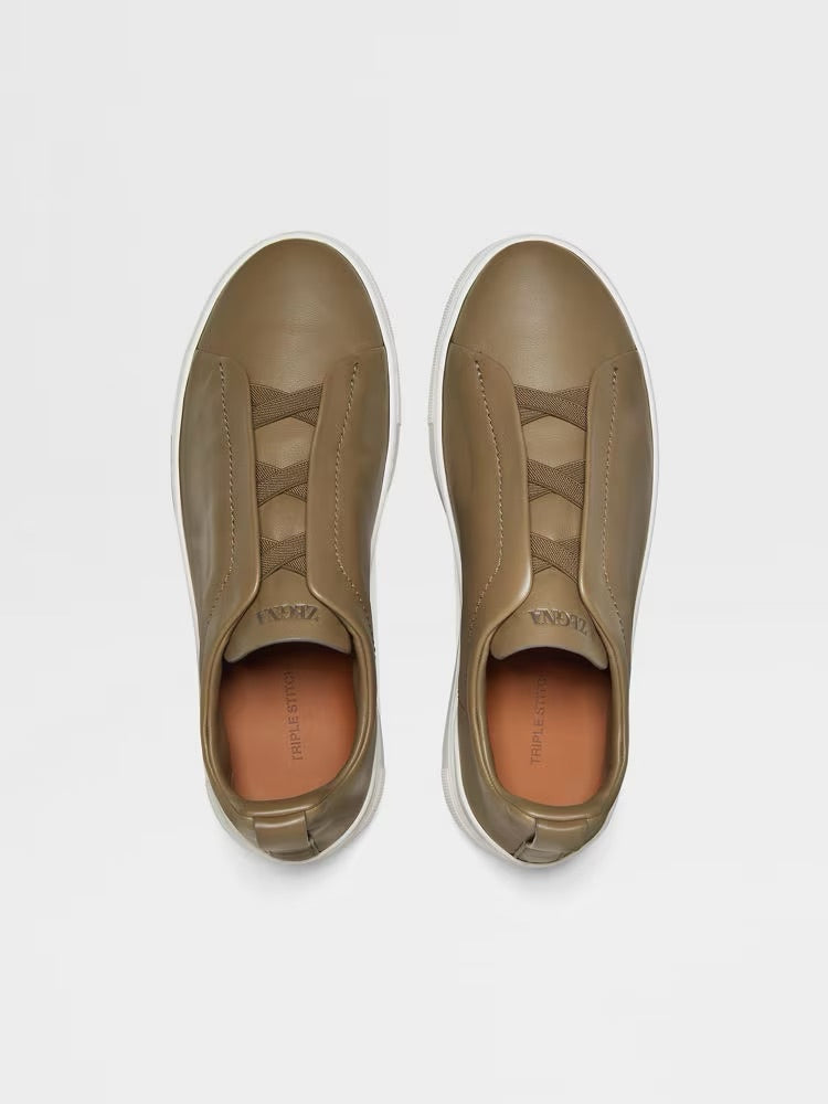 Zegna Khaki Triple Stitch™ Secondskin Sneakers