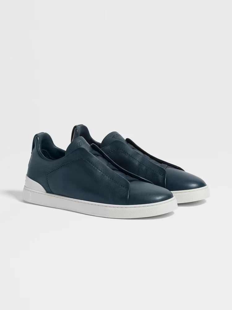 Zegna Dark Teal Blue Triple Stitch™ Secondskin Sneakers