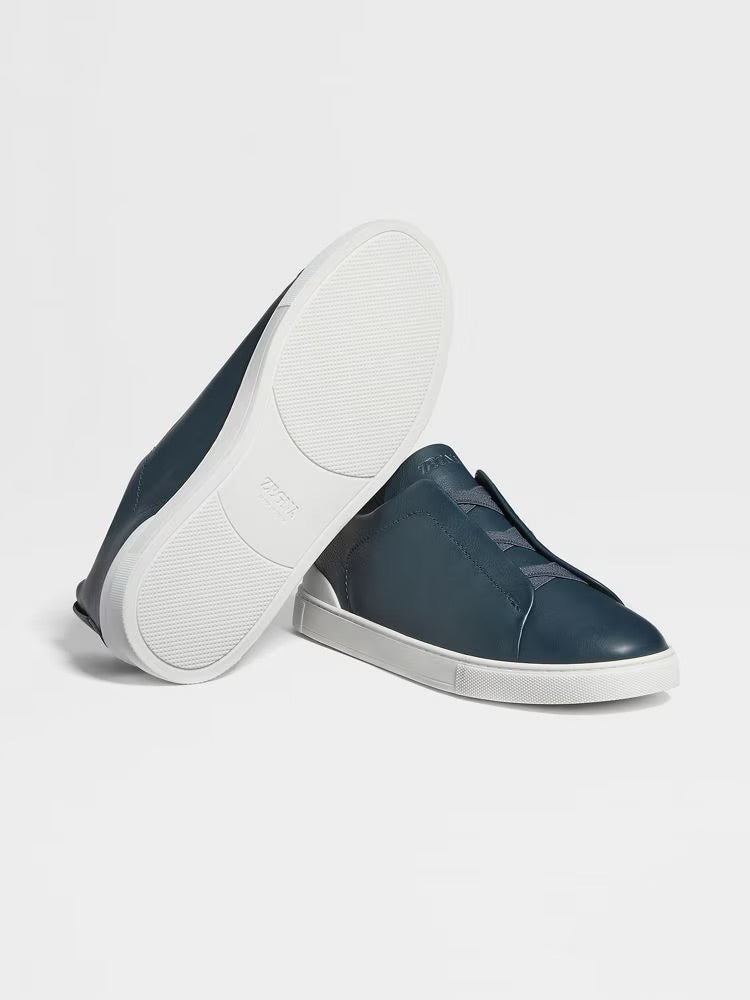 Zegna Dark Teal Blue Triple Stitch™ Secondskin Sneakers