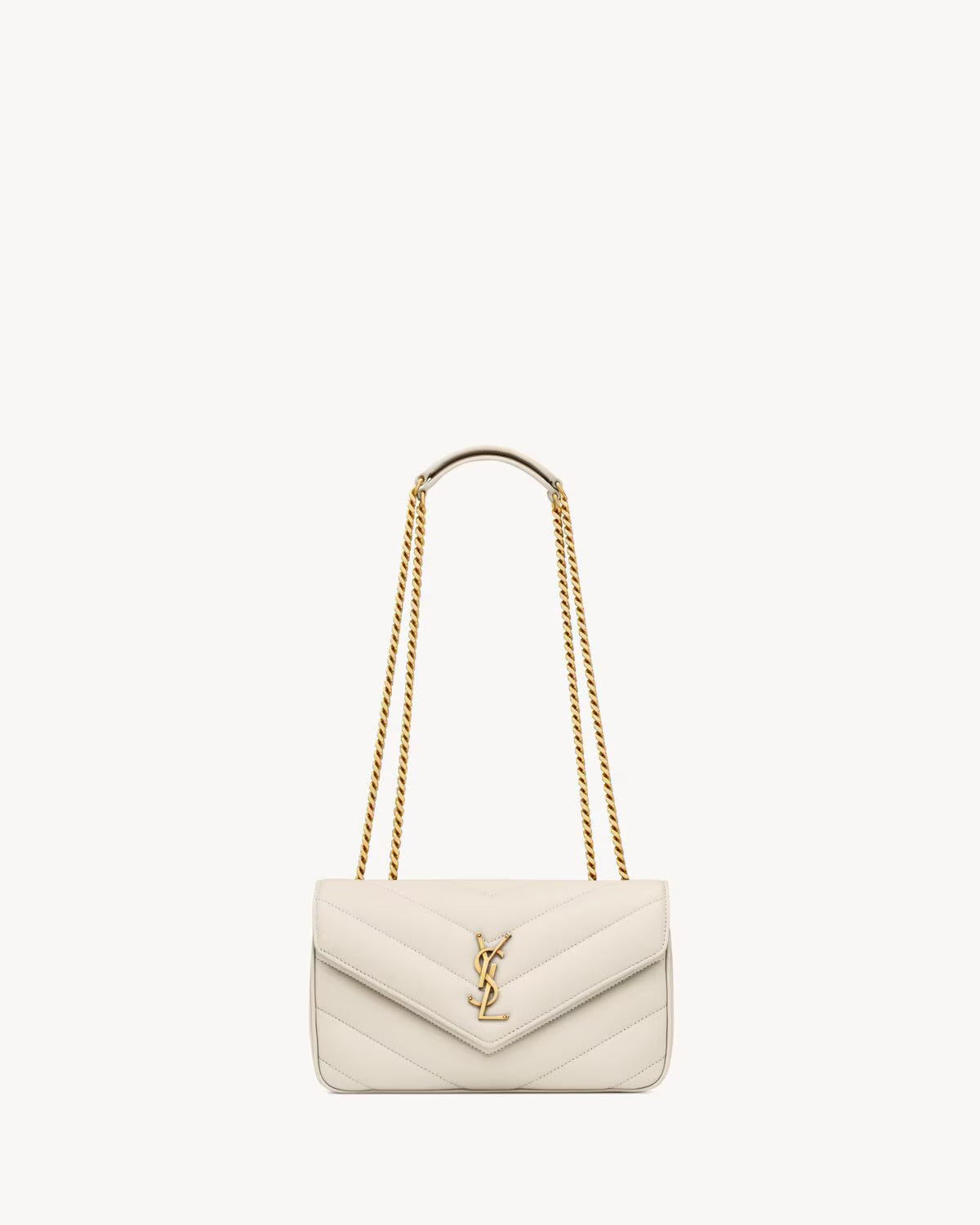 Saint-Lauren LOULOU SMALL EN CUIR MATELASSÉ Vintage White