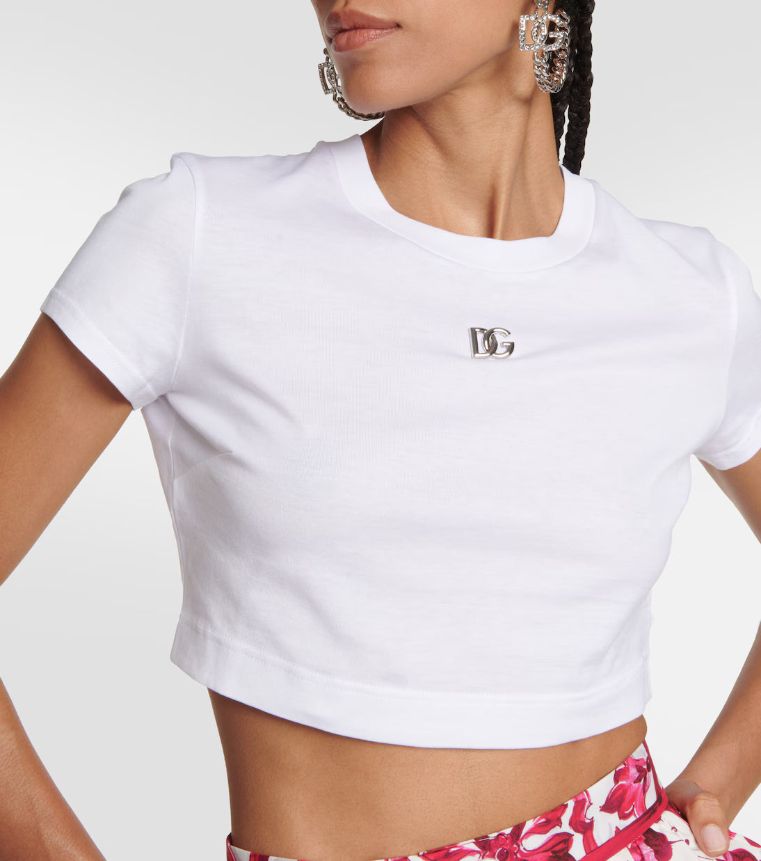 Dolce & Gabana Logo cotton jersey crop top