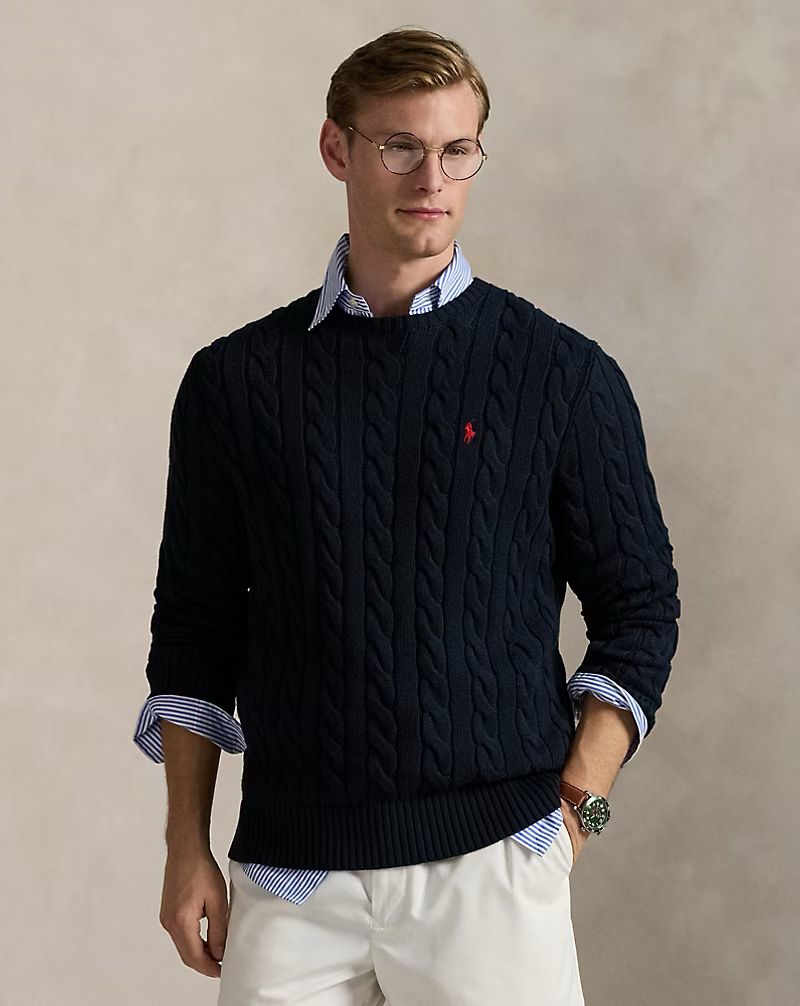 Ralph Lauren Cable-Knit Cotton Jumper-Hunter Navy