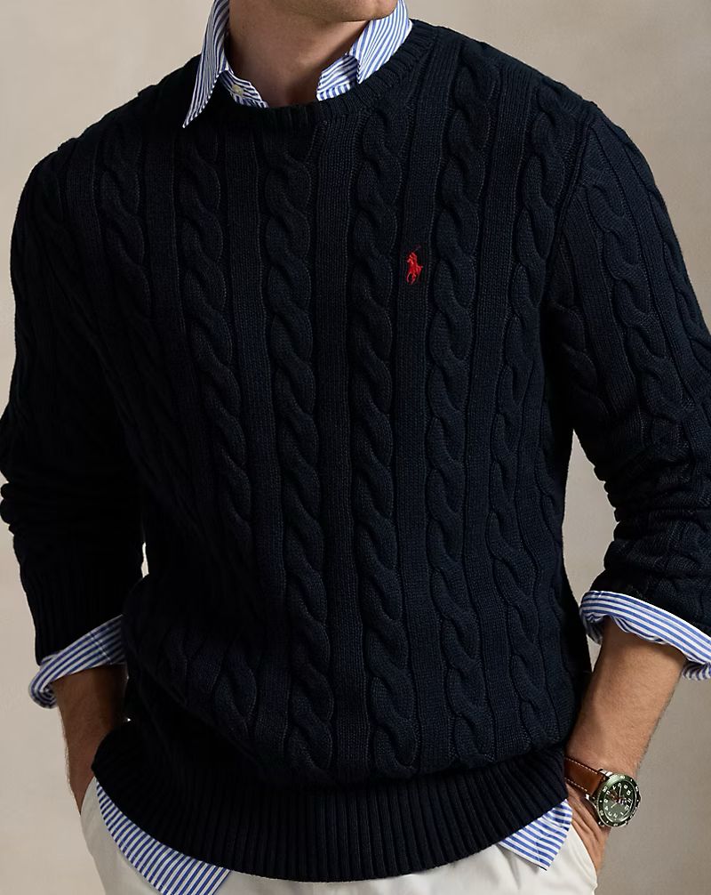 Ralph Lauren Cable-Knit Cotton Jumper-Hunter Navy