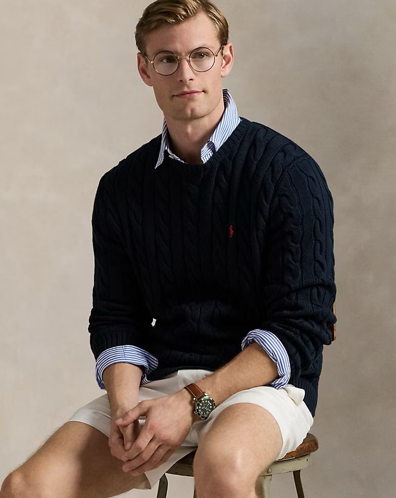 Ralph Lauren Cable-Knit Cotton Jumper-Hunter Navy